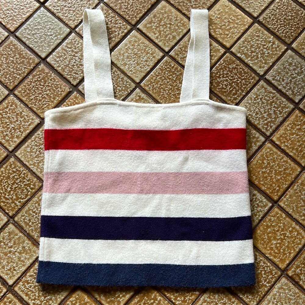 Knit striped square neck top size M